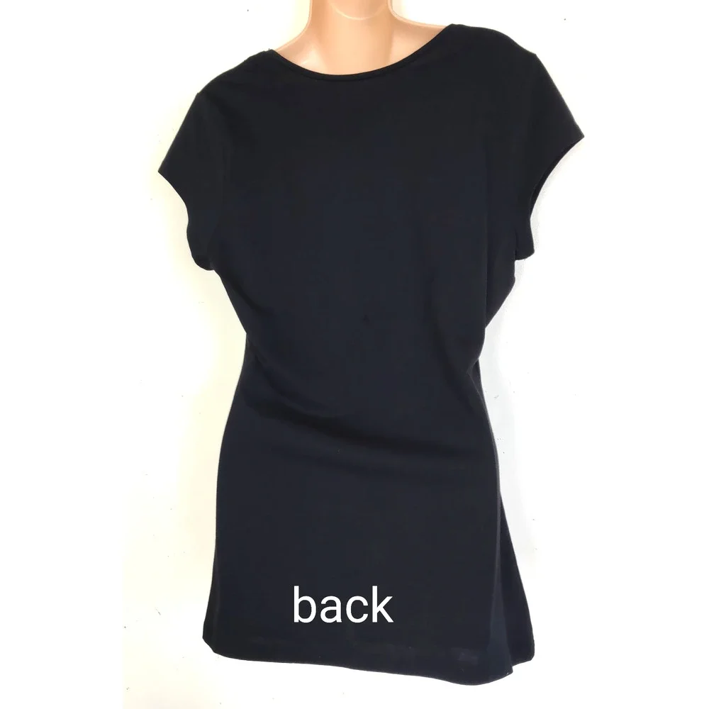 Vintage Y2K Dots Store Black Tshirt Top Basic Stretch NEW NWT Short Sleeves XL - Picture 3 of 12